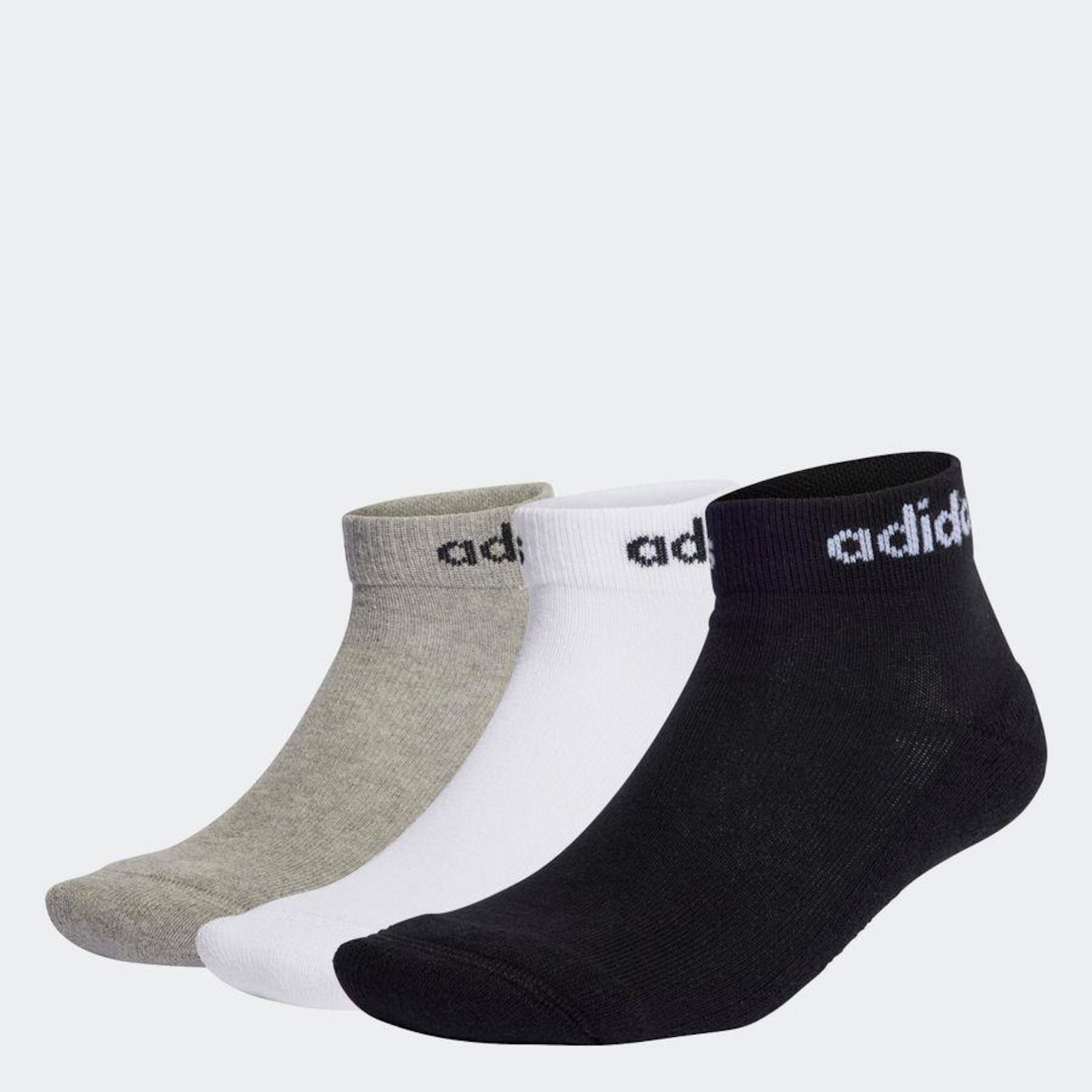 Kit Meia Cano Médio adidas Logo Linear Ankle - 3 Pares - Adulto - Foto 2