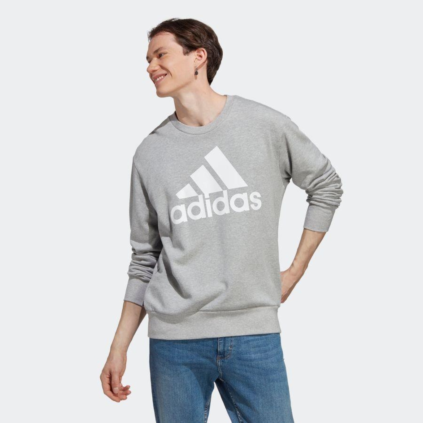 Blusão de Moletom sem Capuz adidas Big Logo - Masculino - Foto 4