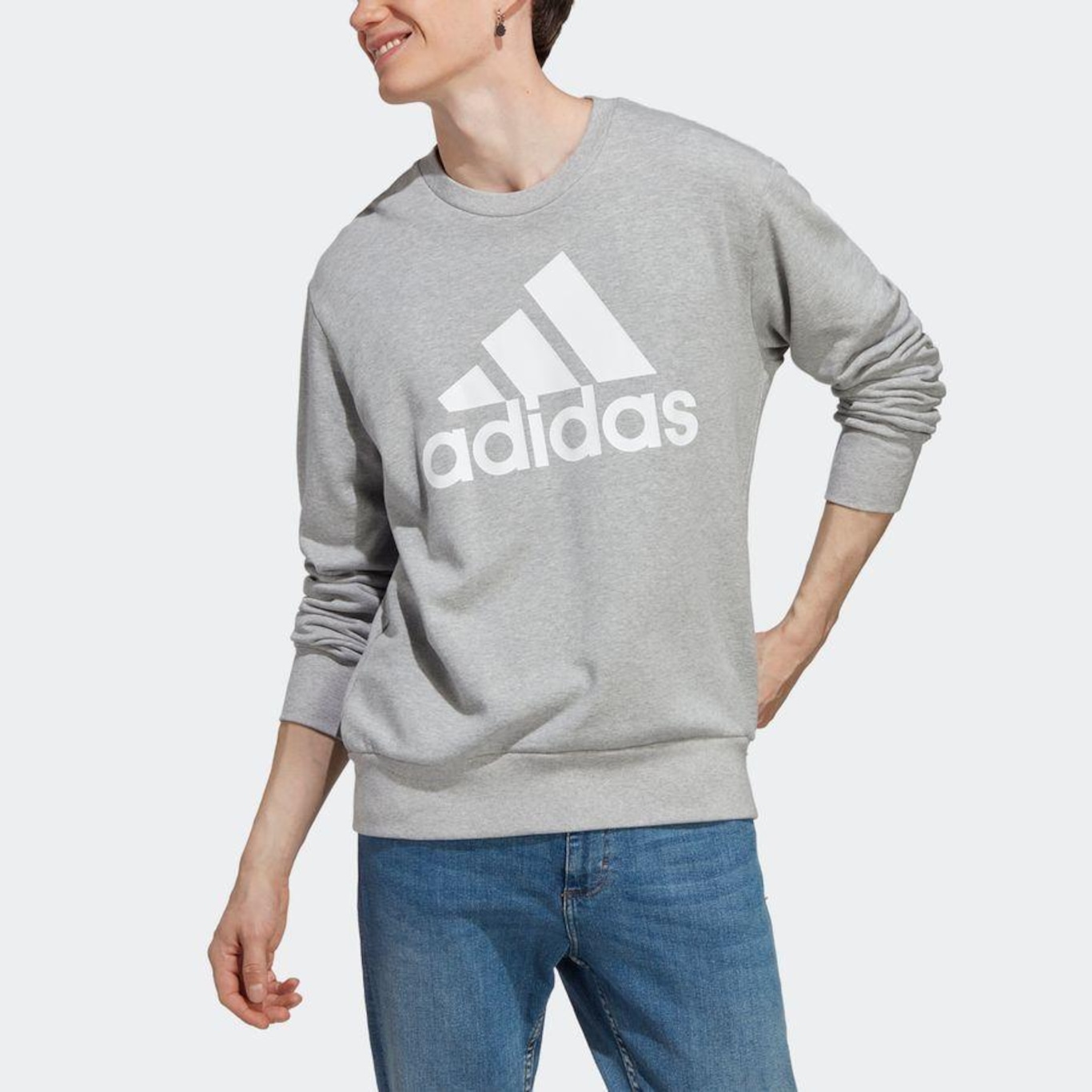 Blusão de Moletom sem Capuz adidas Big Logo - Masculino - Foto 5