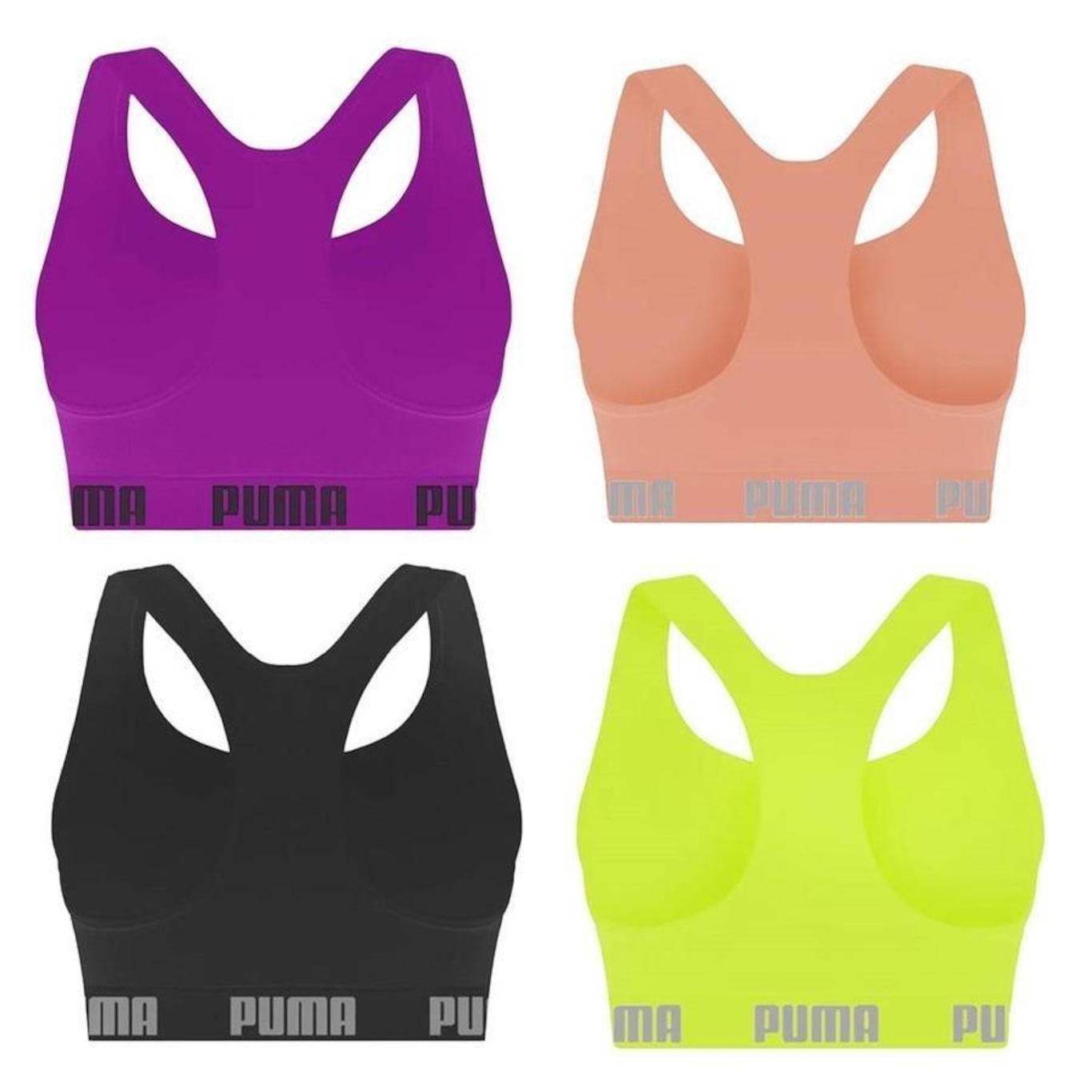 Kit Top Fitness Puma Nadador sem Costura - Feminino - 4 unidades - Foto 2