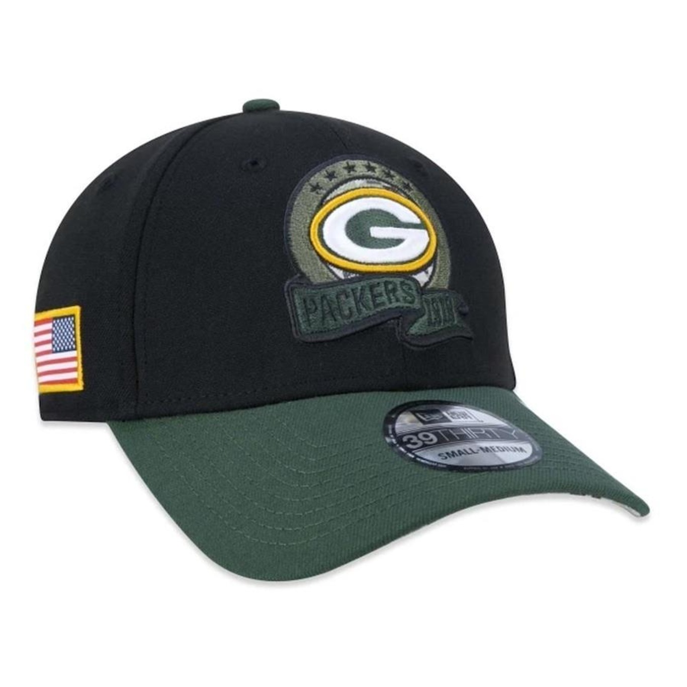 Boné Aba Curva New Era 39Thirty Green Bay Packers Salute To Service 2022 - Stretch Fit - Masculino - Foto 4