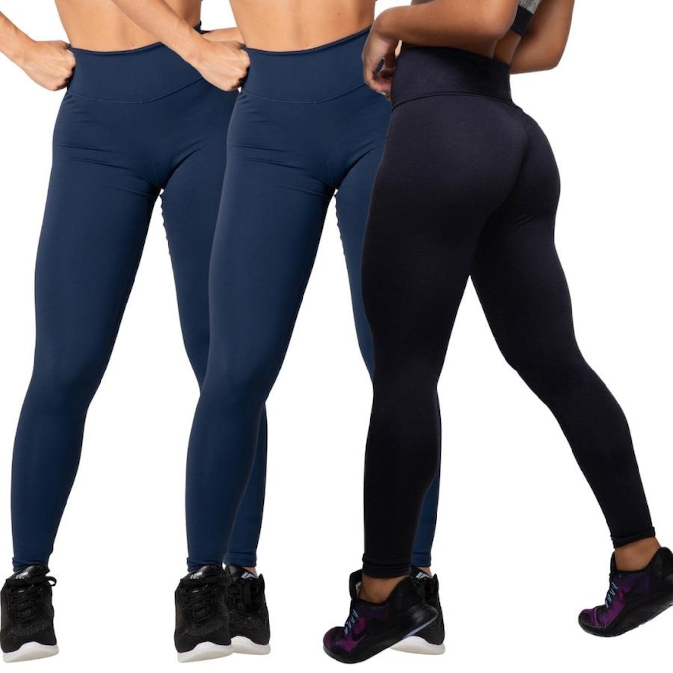 Kit de Calça Legging Belmento Suplex Academia Básica - Feminina - 3 Unds - Foto 1