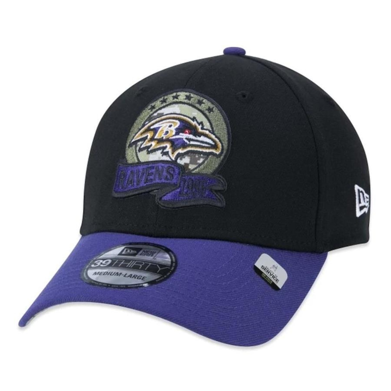 Boné Aba Curva New Era 39Thirty NFL Baltimore Ravens Salute To Service - Fechado - Adulto - Foto 1