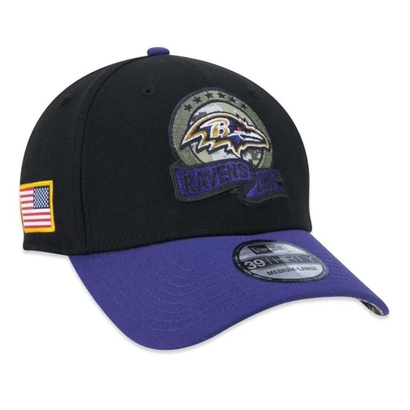 Boné Aba Curva New Era 39Thirty NFL Baltimore Ravens Salute To Service - Fechado - Adulto - Foto 4