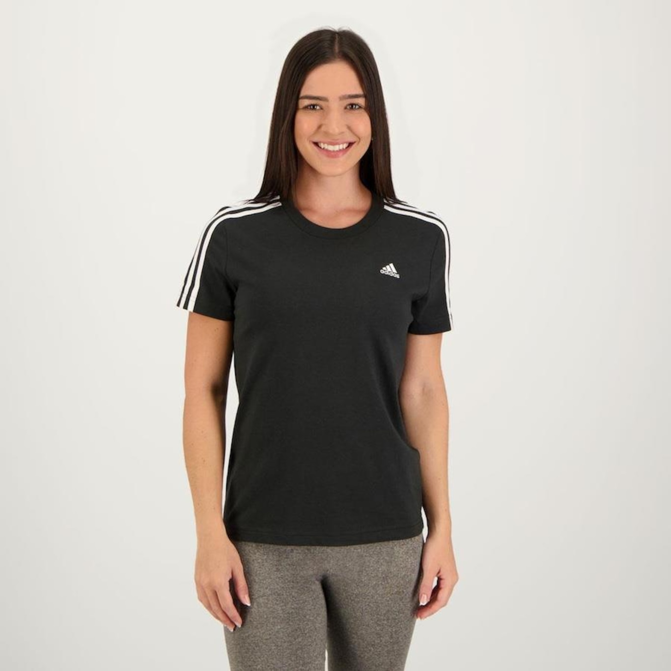 Camiseta adidas 3 Listras - Feminina - Foto 1