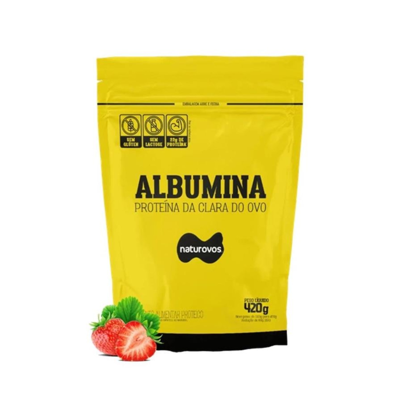 Albumina Naturovos - Morango - 420g - Foto 1