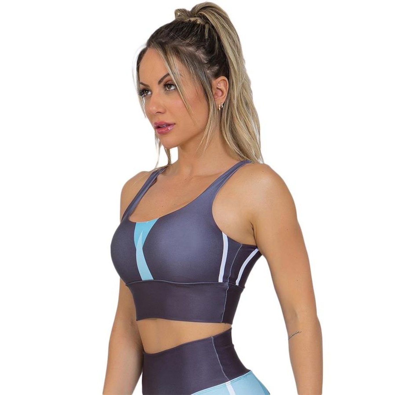 Top Fitness Manalinda Black Stripes - Feminino - Foto 3