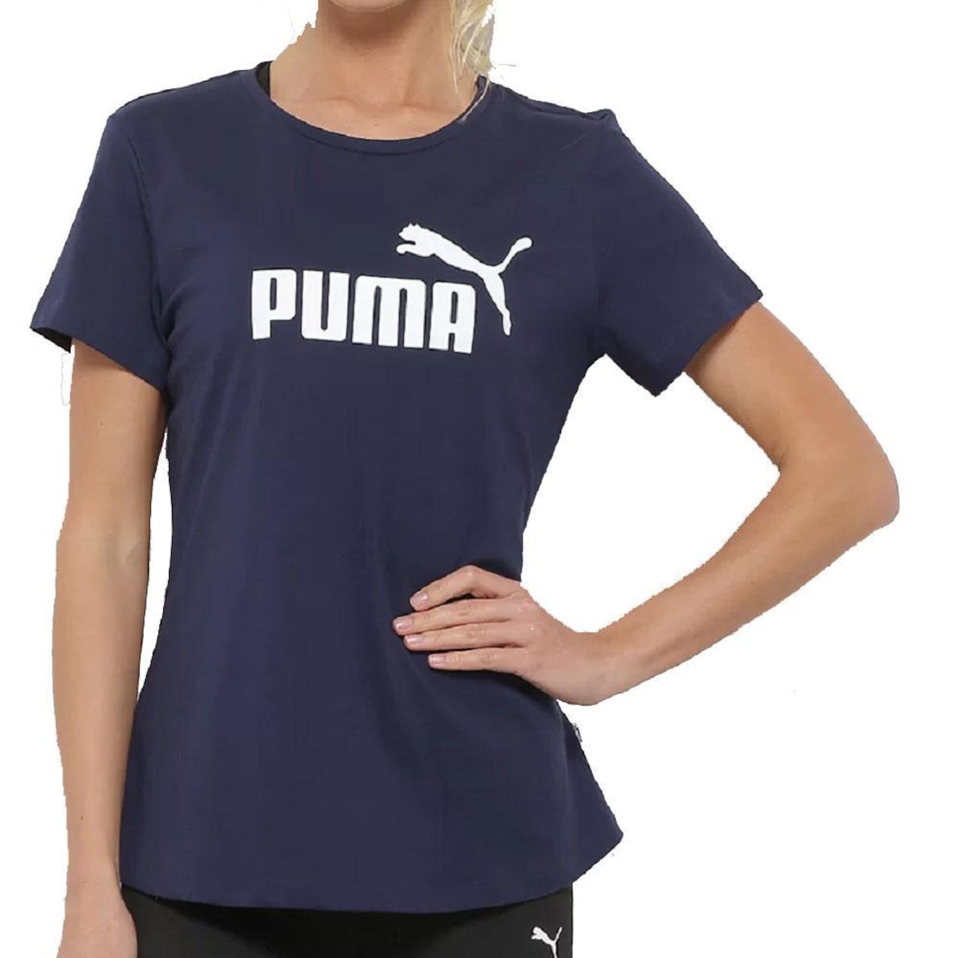 Camiseta Puma Manga Curta Essentials Logo - Feminina - Foto 1