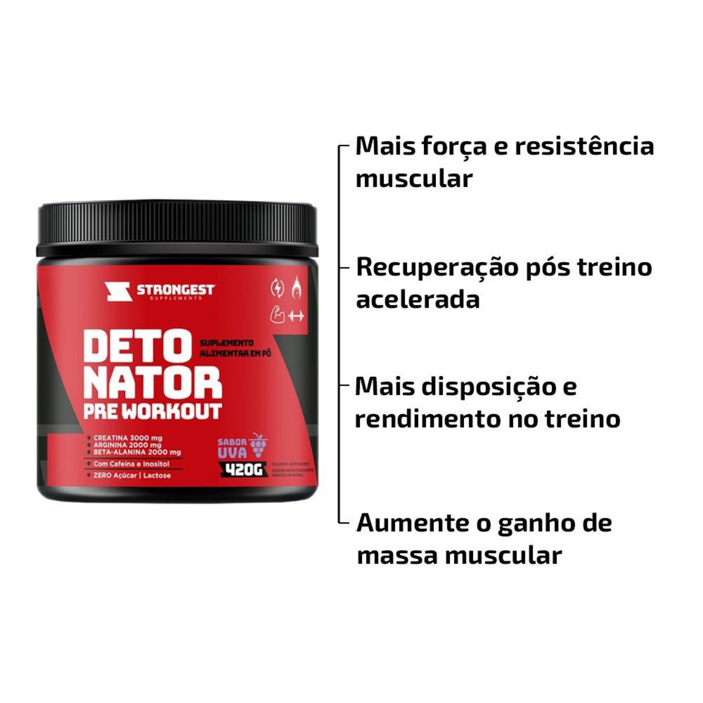 Suplemento Pré Treino Strongest Detonator Creatina - Uva - 420g | Centauro