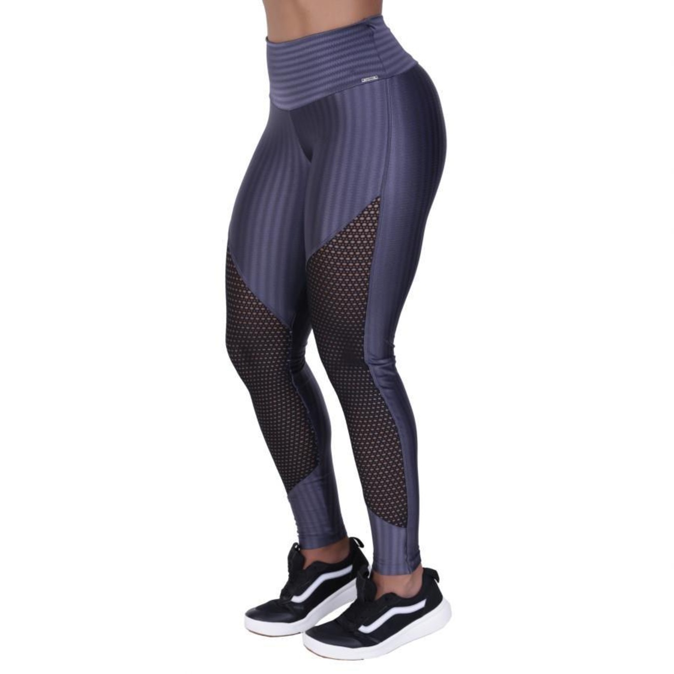 Calça Legging Orbis Fitness Cirrê 3D Recortes Tela Cós Alto - Feminina - Foto 2