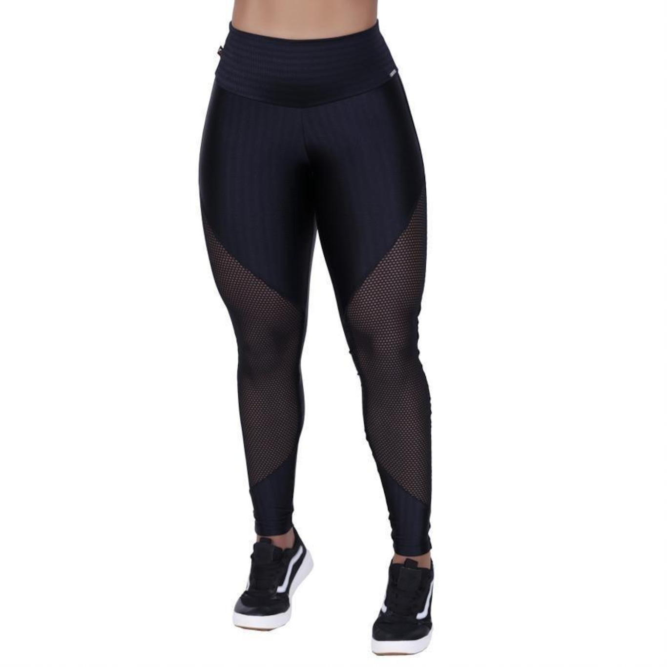 Calça Legging Orbis Fitness Cirrê 3D Recortes Tela Cós Alto - Feminina - Foto 1