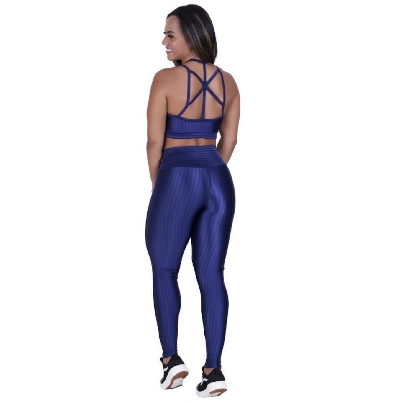 Conjunto Orbis Fitness com Calça Legging Recortes Tela + Top Frente Única com Bojo - Feminino - Foto 2