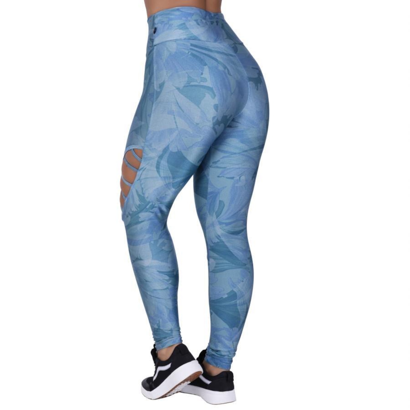 Calça Legging Orbis Fitness Cirrê Tiras Vazada - Feminina - Foto 2