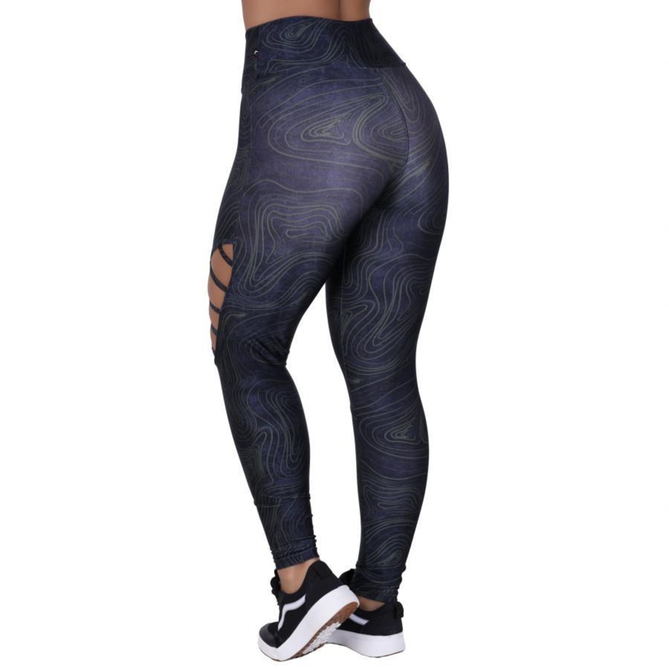 Calça Legging Orbis Fitness Cirrê Tiras Vazada - Feminina - Foto 3