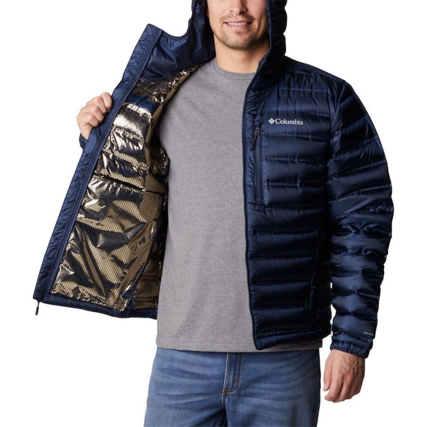 Jaqueta com Capuz Columbia Down Pebble Peak Hooded - Masculina - Foto 2