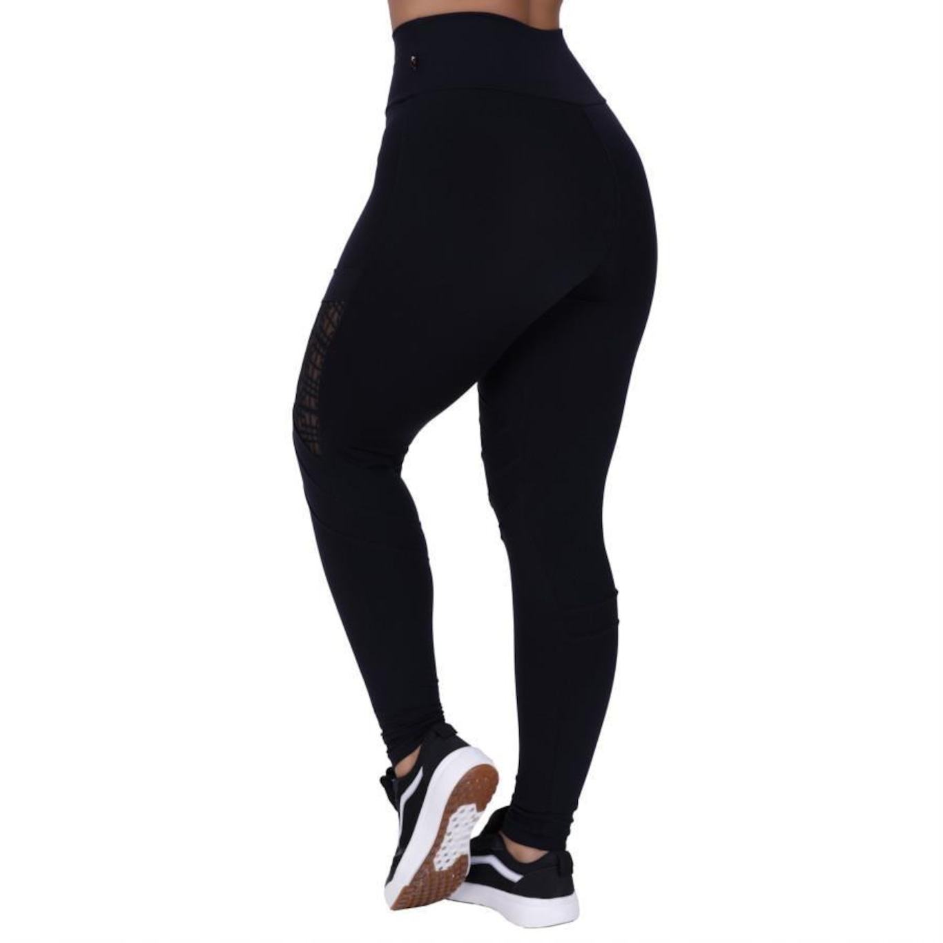 Calça Legging Orbis Fitness Suplex Poliamida Recorte Tela Cós Alto - Feminina - Foto 4