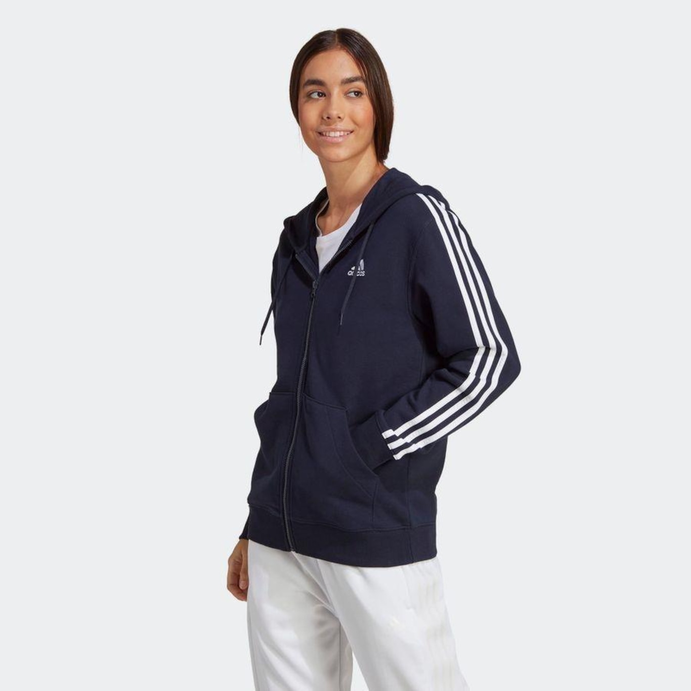 Jaqueta com Capuz adidas Regular Essentials 3-Stripes - Feminina - Foto 4