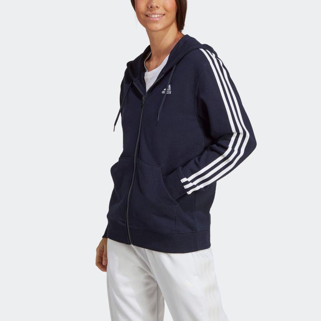 Jaqueta com Capuz adidas Regular Essentials 3-Stripes - Feminina - Foto 5