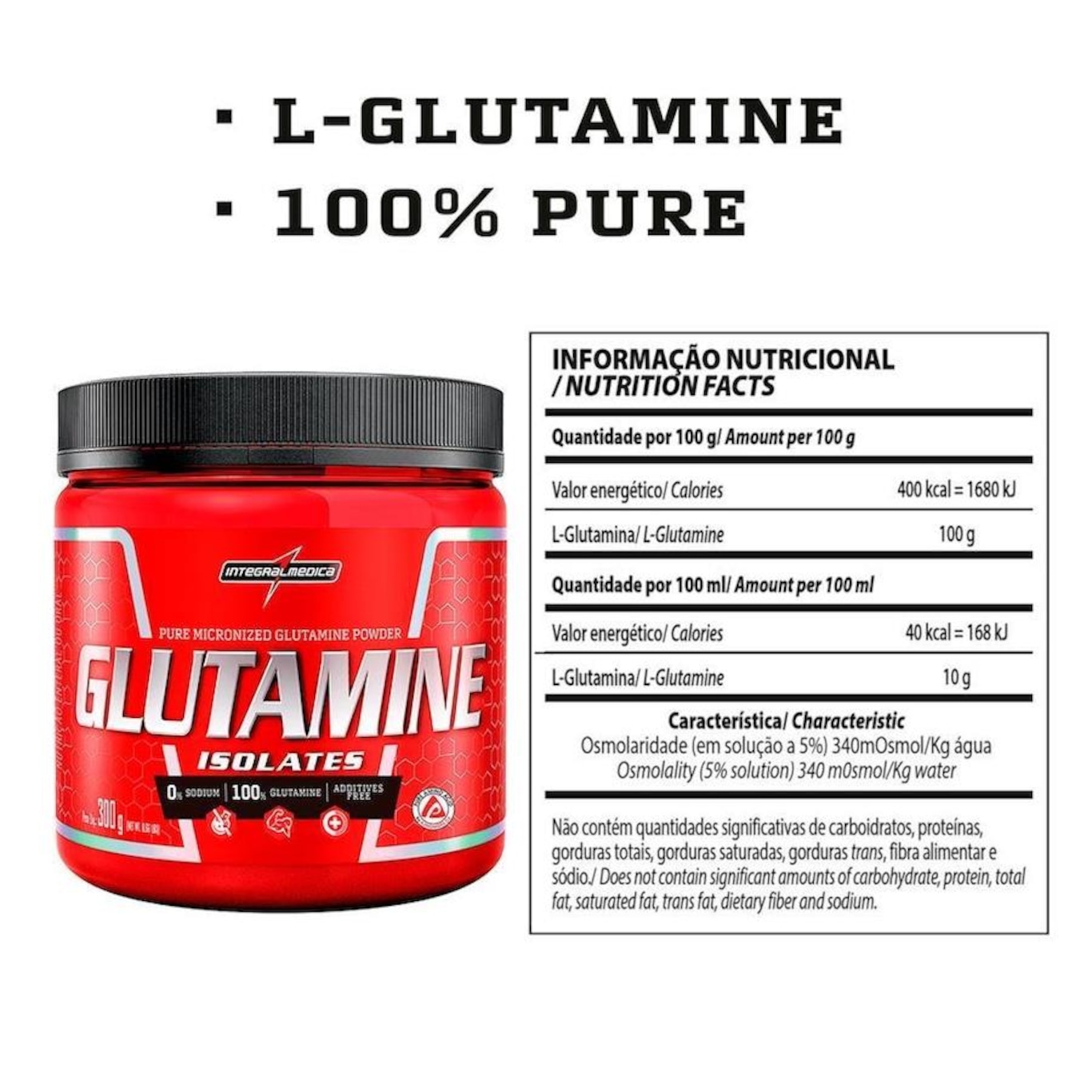 Glutamine Natural Integralmedica - 300g - Foto 2