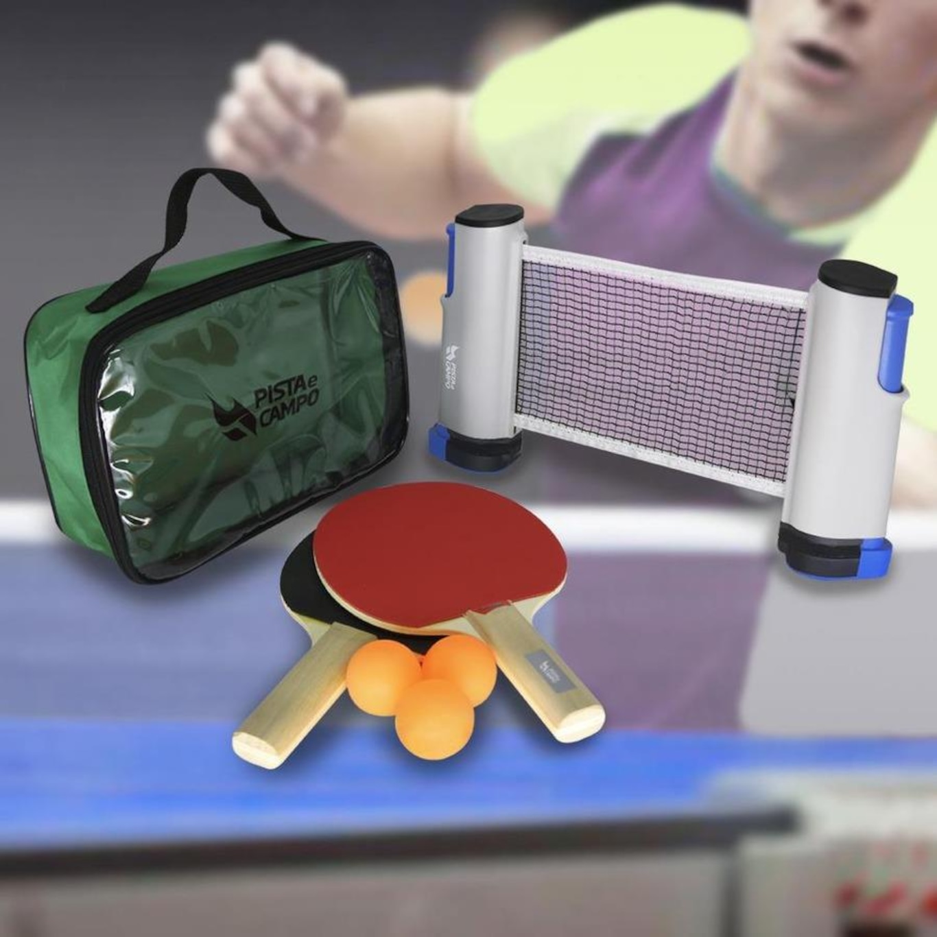 Kit de Tênis de Mesa e Ping Pong Pista e Campo com Raquete Retrátil 1 ...