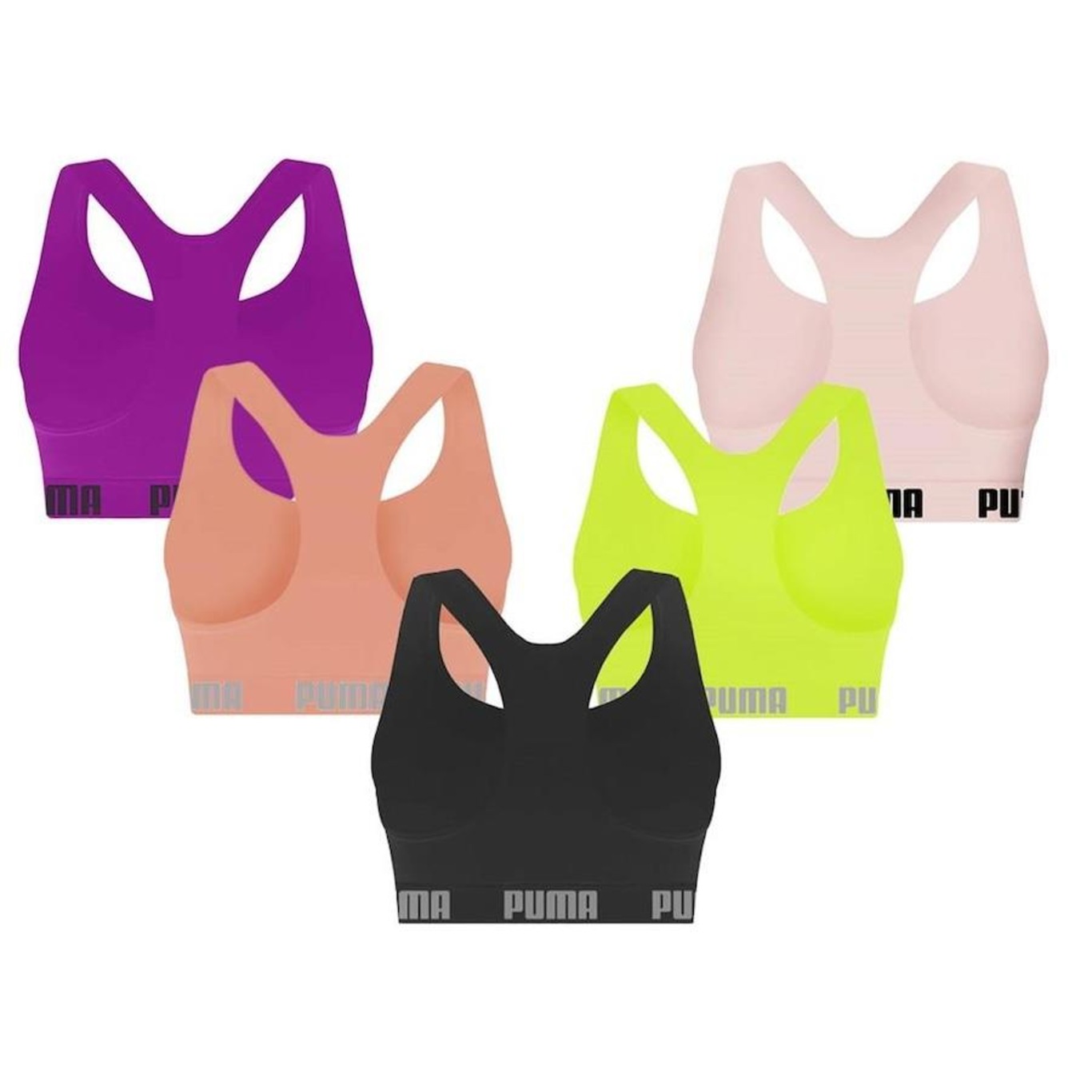 Kit Top Fitness Puma Nadador Sem Costura - Feminino - 5 Unidades - Foto 2