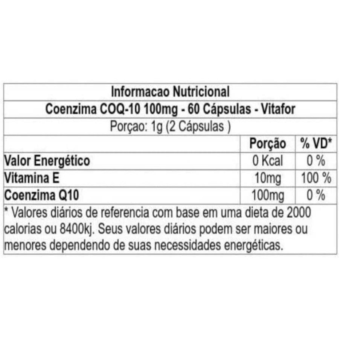 Coenzima Q10 100mg Vitafor 60 Capsulas Centauro