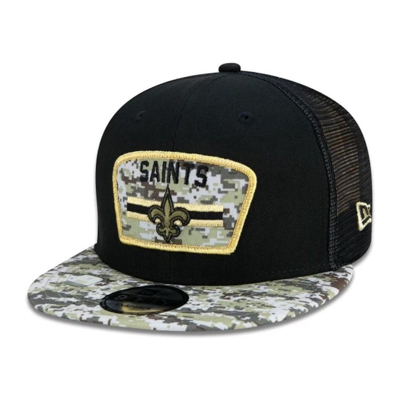 Boné Aba Reta New Era 9Fifty NFL New Orleans Saints 21 Salute to Service - Trucker - Snapback - Adulto - Foto 1