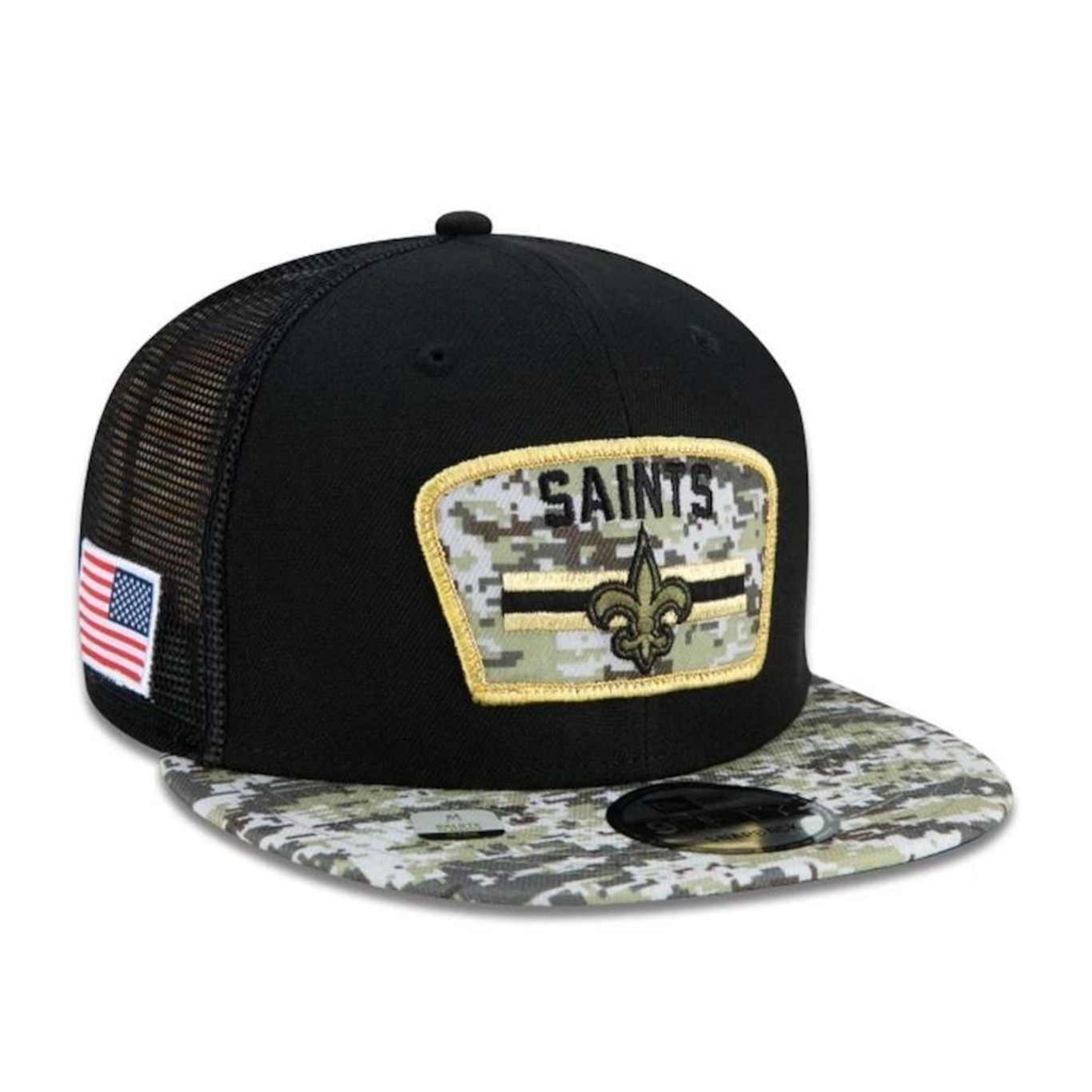 Boné Aba Reta New Era 9Fifty NFL New Orleans Saints 21 Salute to Service - Trucker - Snapback - Adulto - Foto 4