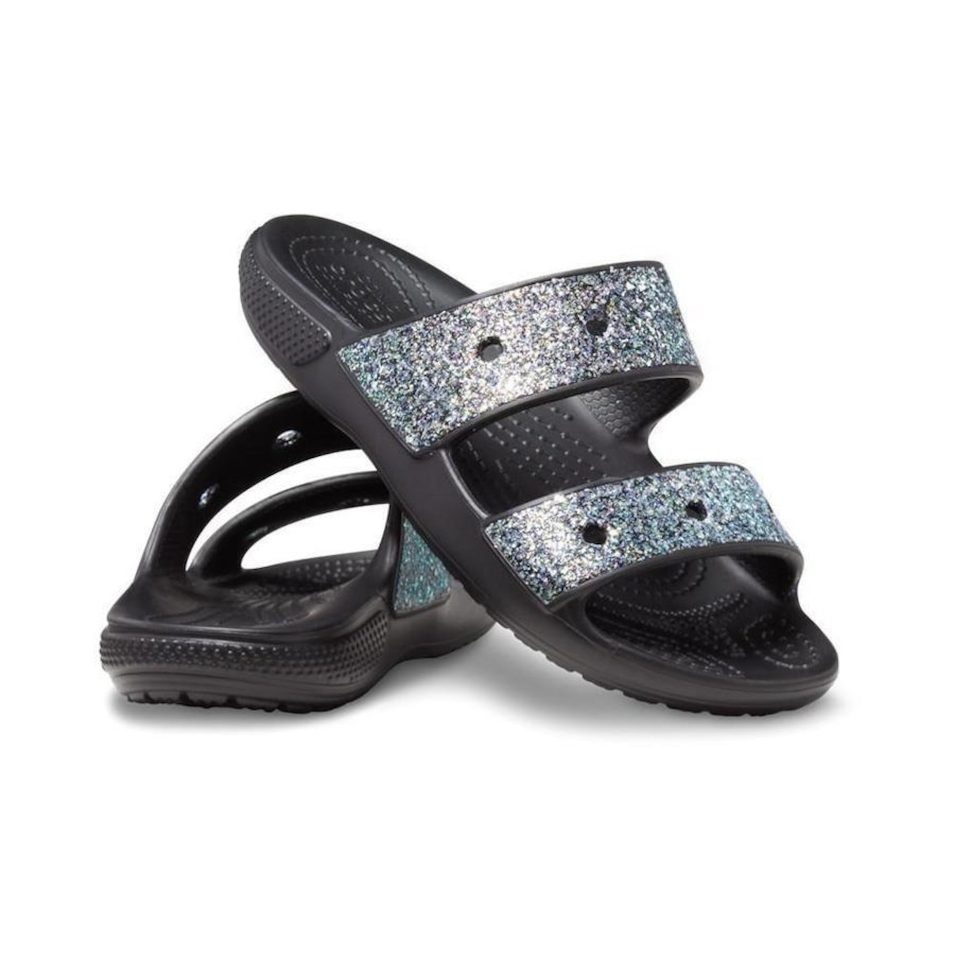 Chinelo Slide Crocs Classic Glitter Sandal K - Infantil - Foto 3