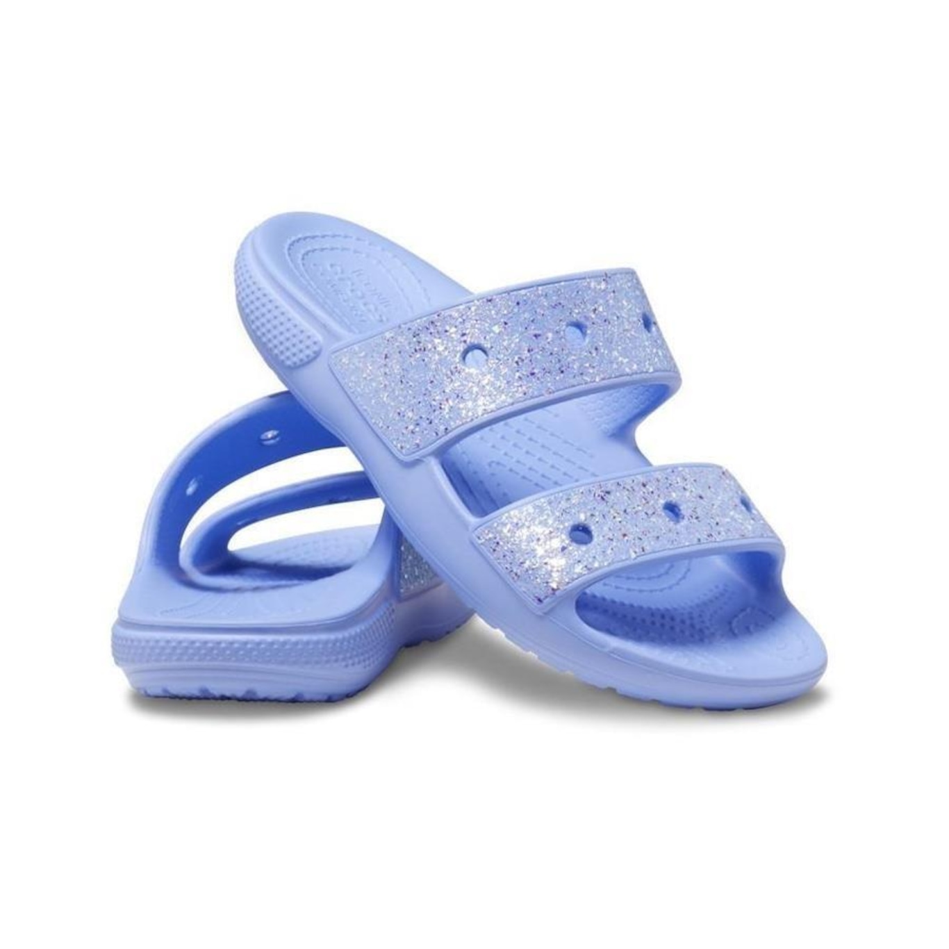 Chinelo Slide Crocs Classic Glitter Sandal K - Infantil - Foto 1