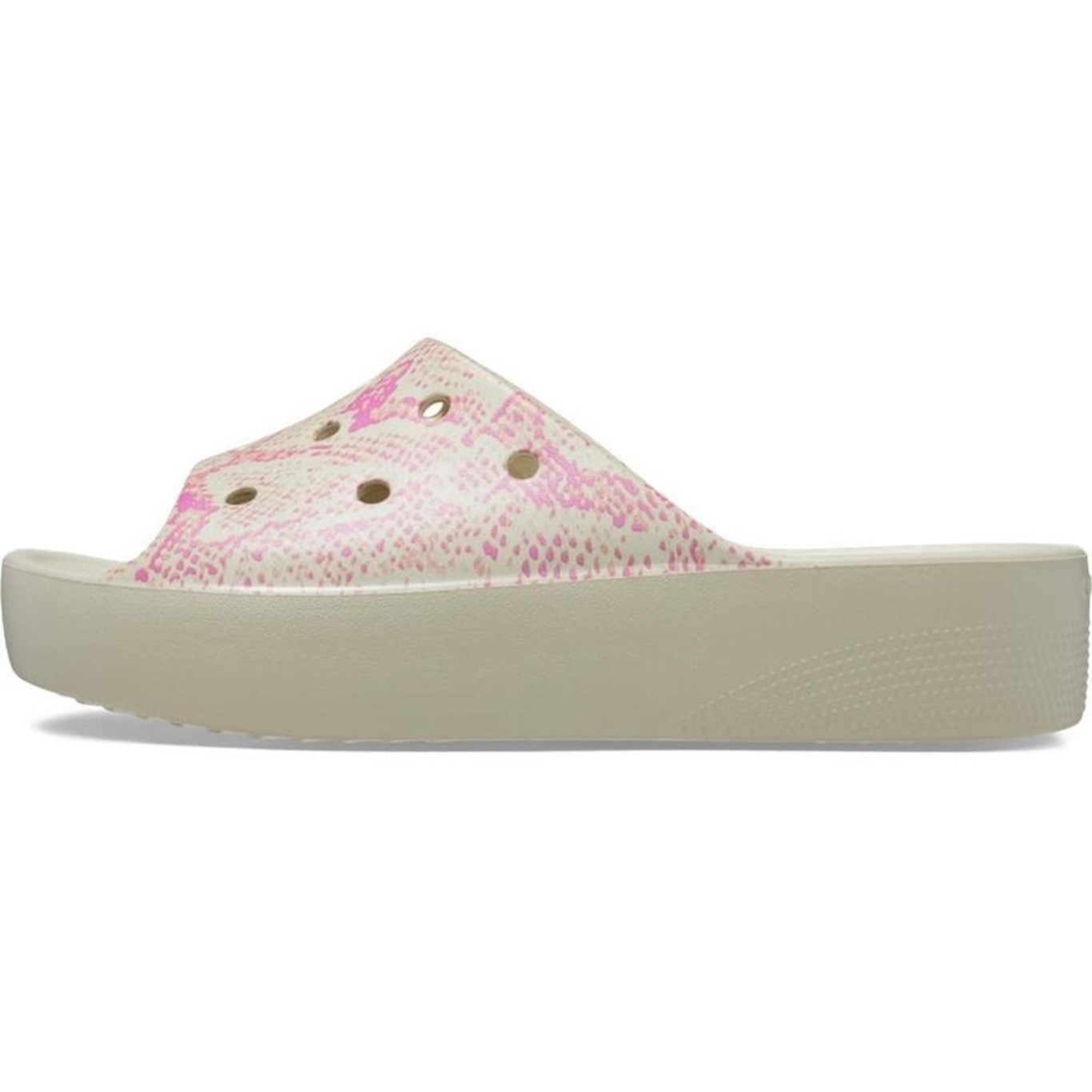 Chinelo Slide Crocs Classic Plataform Snake Print - Feminino - Foto 1