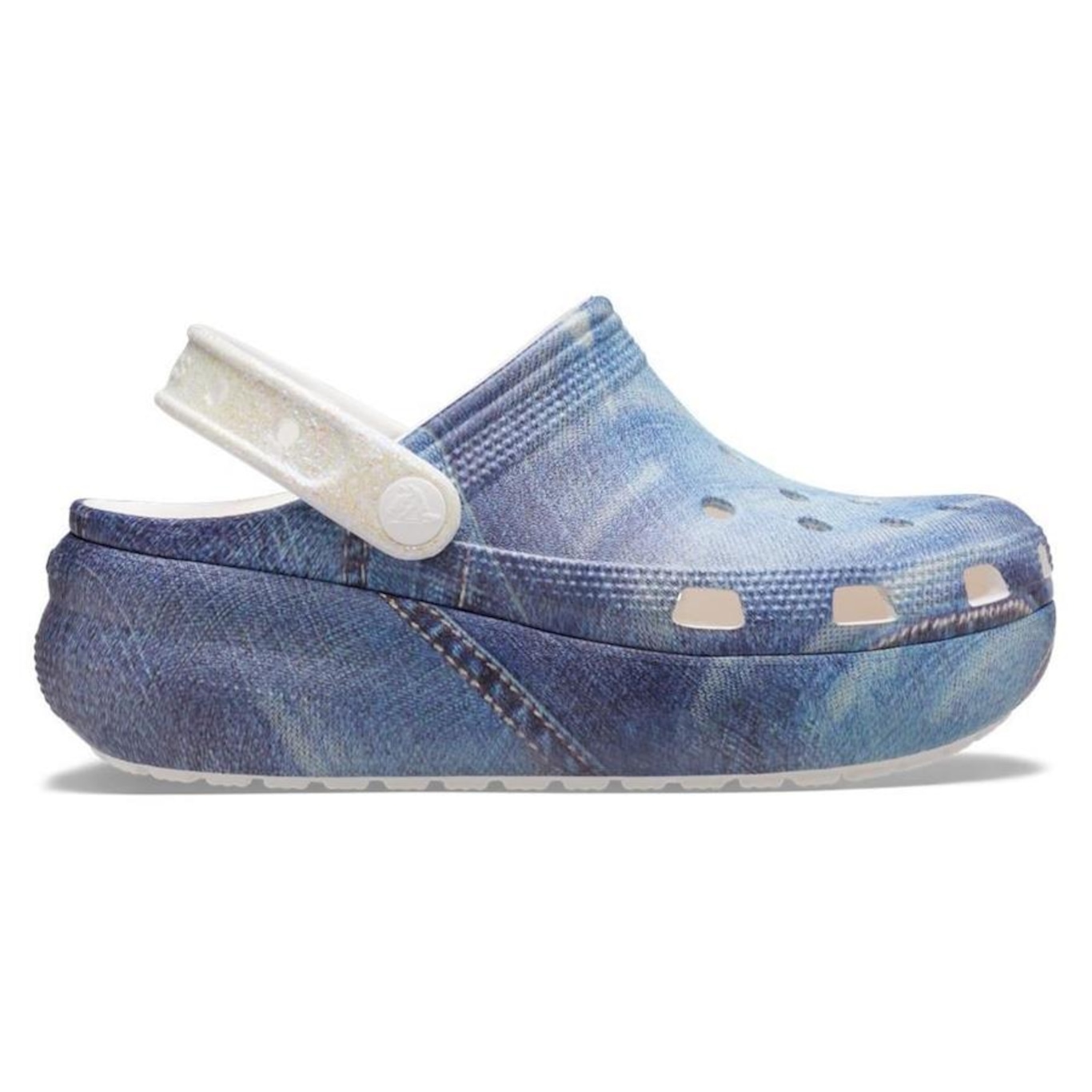 Sandália Crocs Classic Cutie Denim Clog K - Infantil - Foto 1