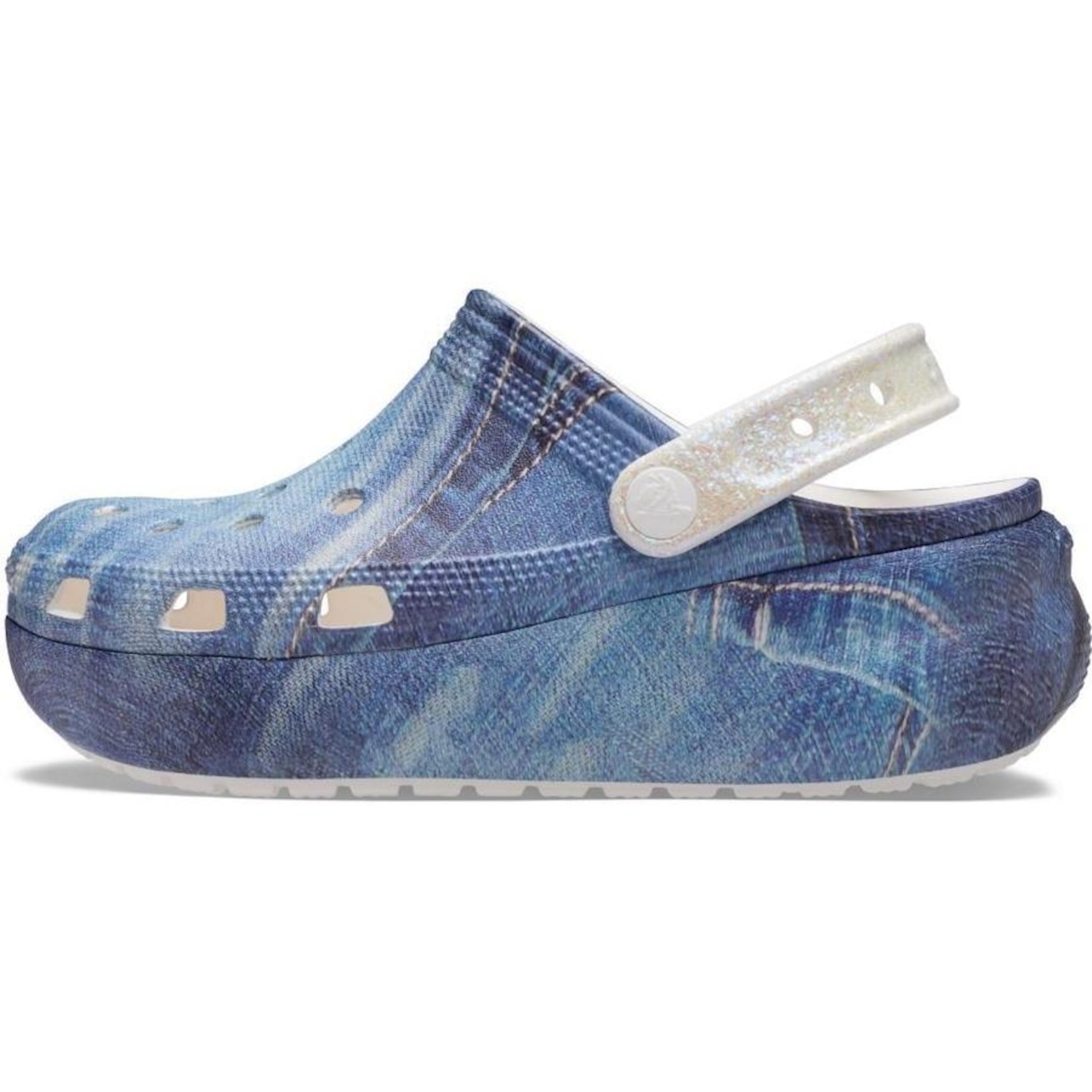 Sandália Crocs Classic Cutie Denim Clog K - Infantil - Foto 2