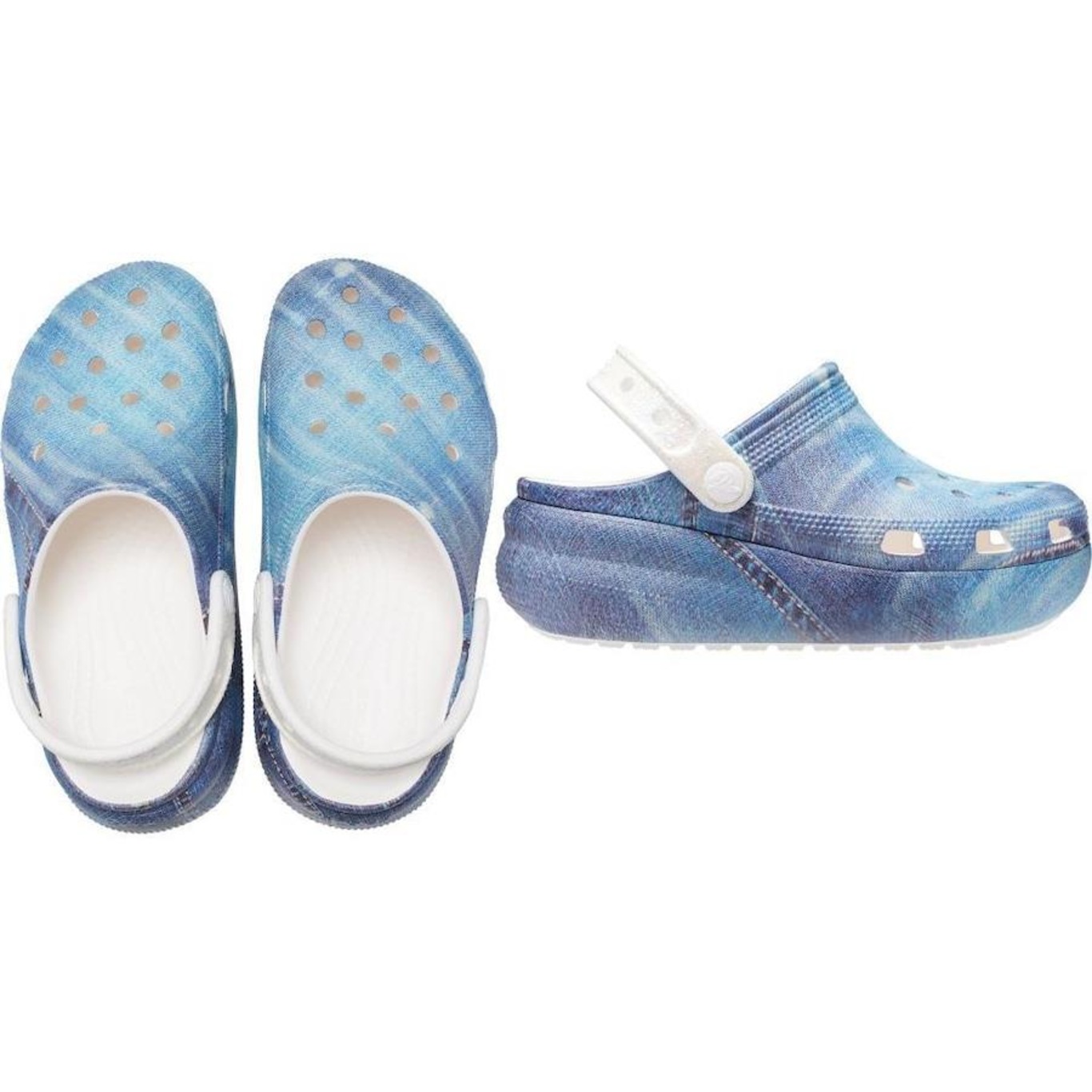 Sandália Crocs Classic Cutie Denim Clog K - Infantil - Foto 5