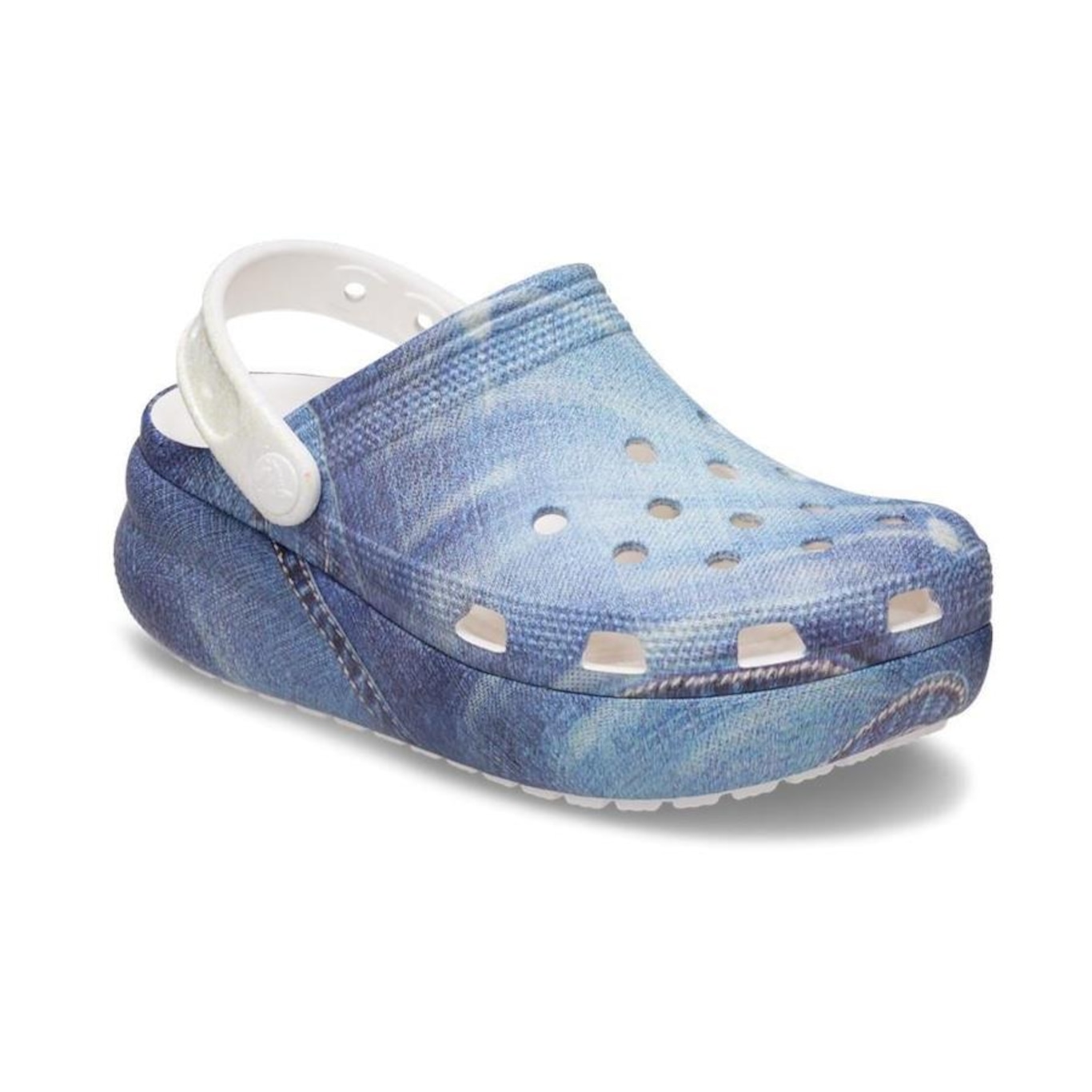 Sandália Crocs Classic Cutie Denim Clog K - Infantil - Foto 6