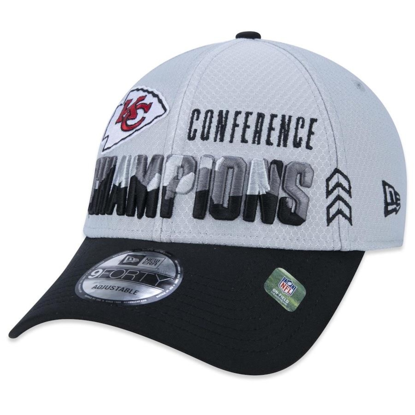 Boné Aba Curva New Era 9FORTY Kansas City Chiefs Campeao de Conferencia 2022 - Snapback - Adulto - Foto 1