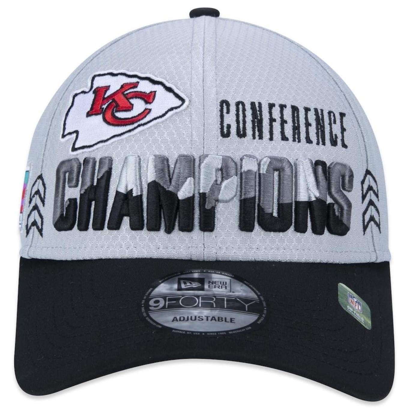 Boné Aba Curva New Era 9FORTY Kansas City Chiefs Campeao de Conferencia 2022 - Snapback - Adulto - Foto 2