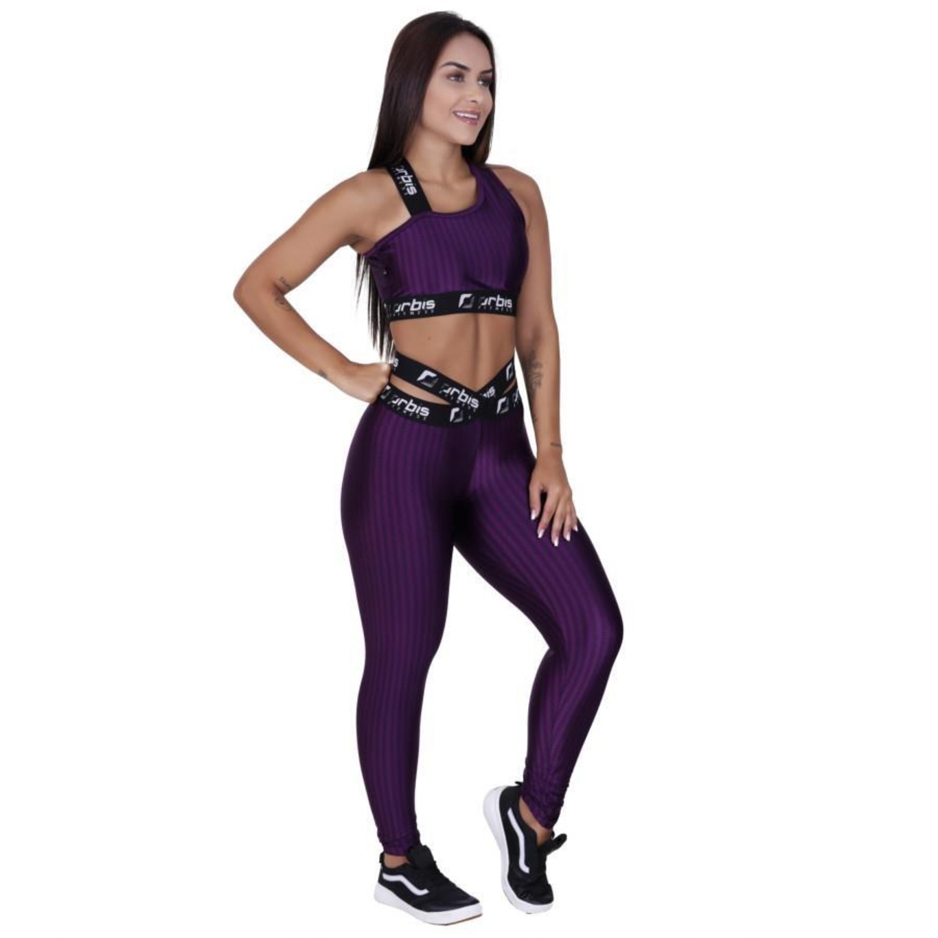 Conjunto Orbis Fitness com Calça Legging Cós Transpasse + Top Bojo Cirrê 3D  - Feminino