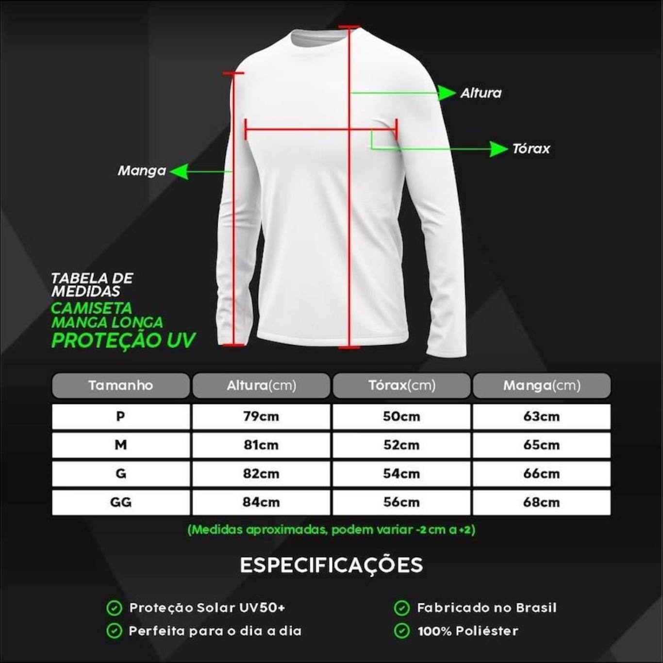 Kit Camisetas Segunda Pele Térmica Mants com Proteção UV 30+ Manga Longa 2 Unds - Masculina - Foto 6