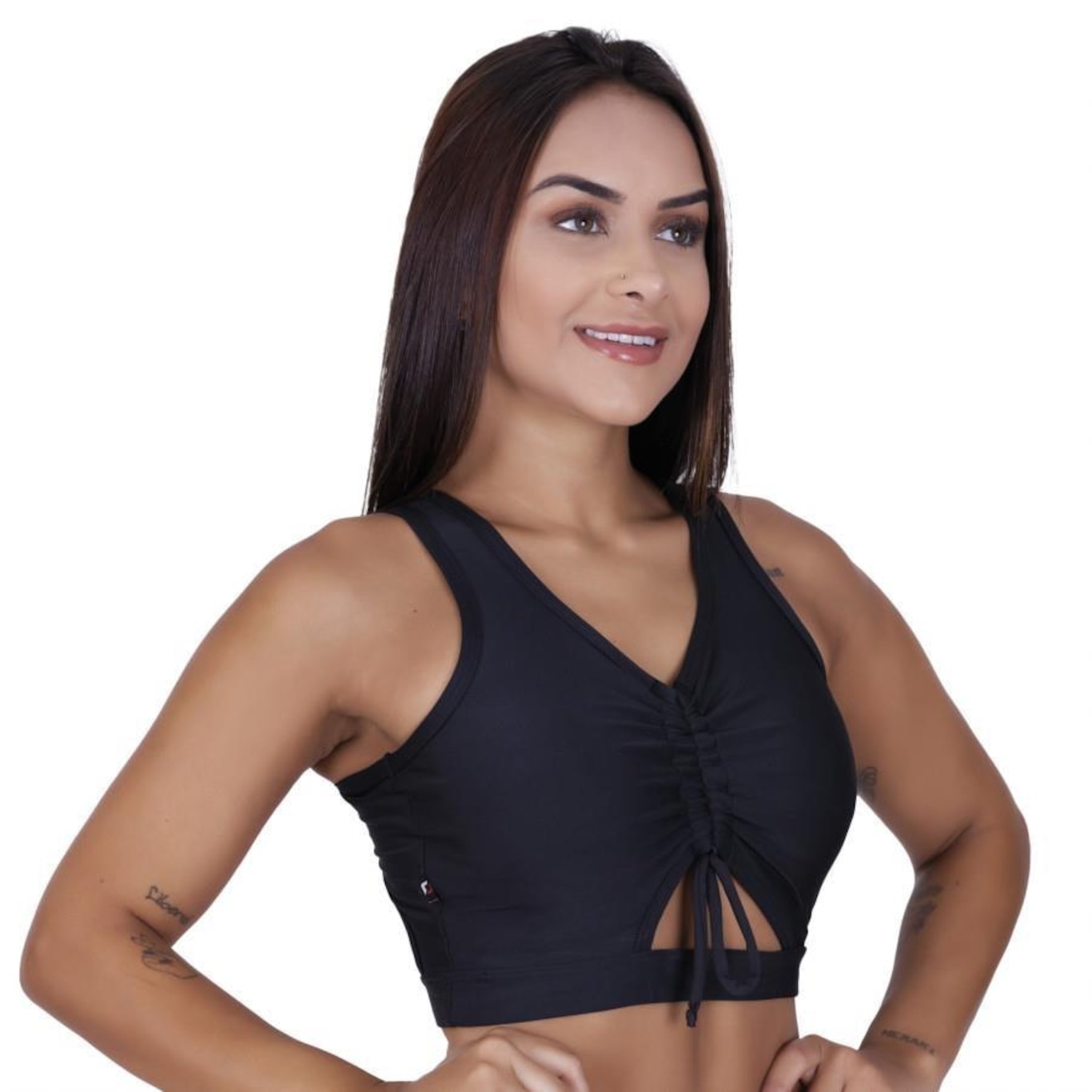 Conjunto Orbis Fitness com Short Soltinho e Interno + Blusa Cropped com Bojo - Feminino - Foto 4