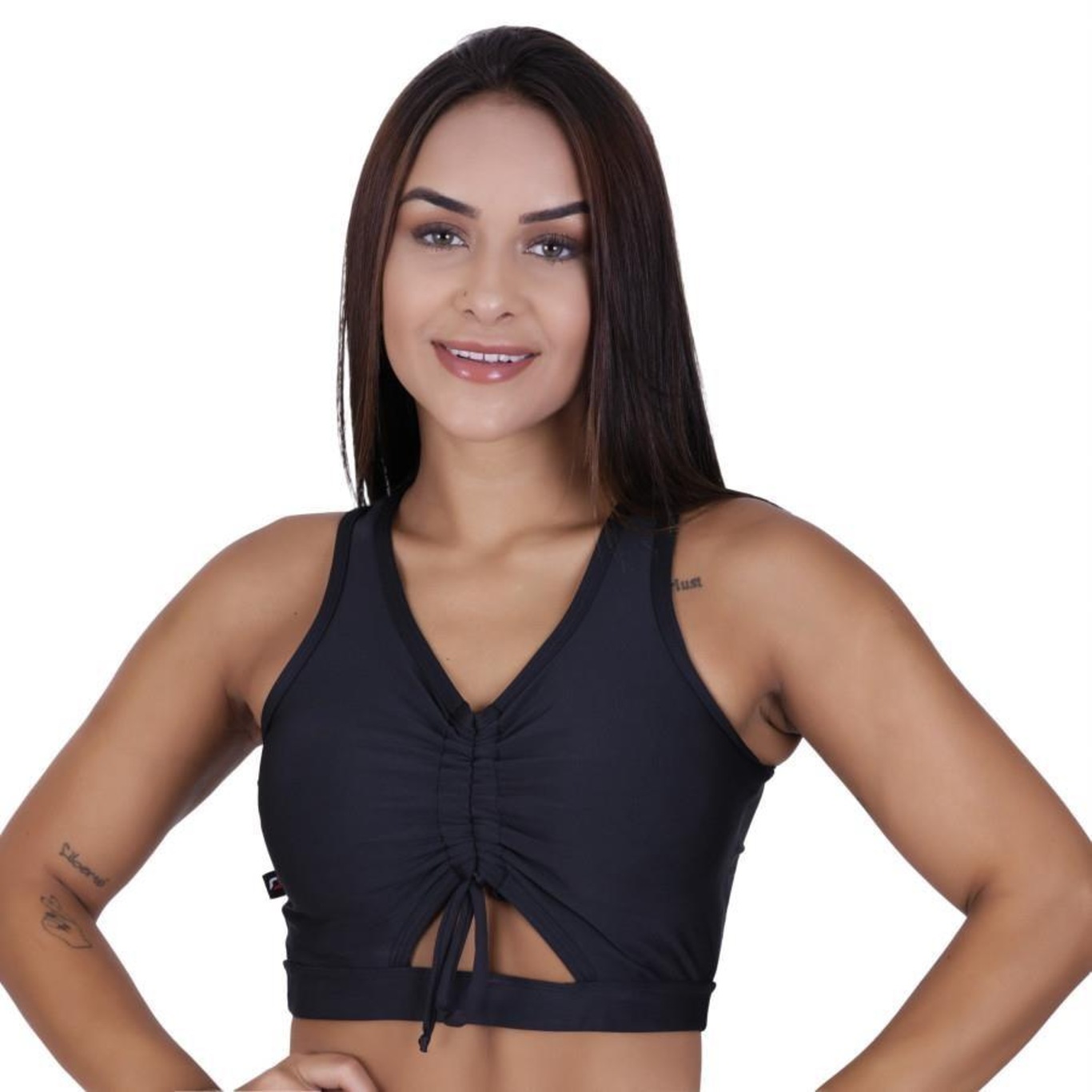 Conjunto Orbis Fitness com Short Soltinho e Interno + Blusa Cropped com Bojo - Feminino - Foto 2