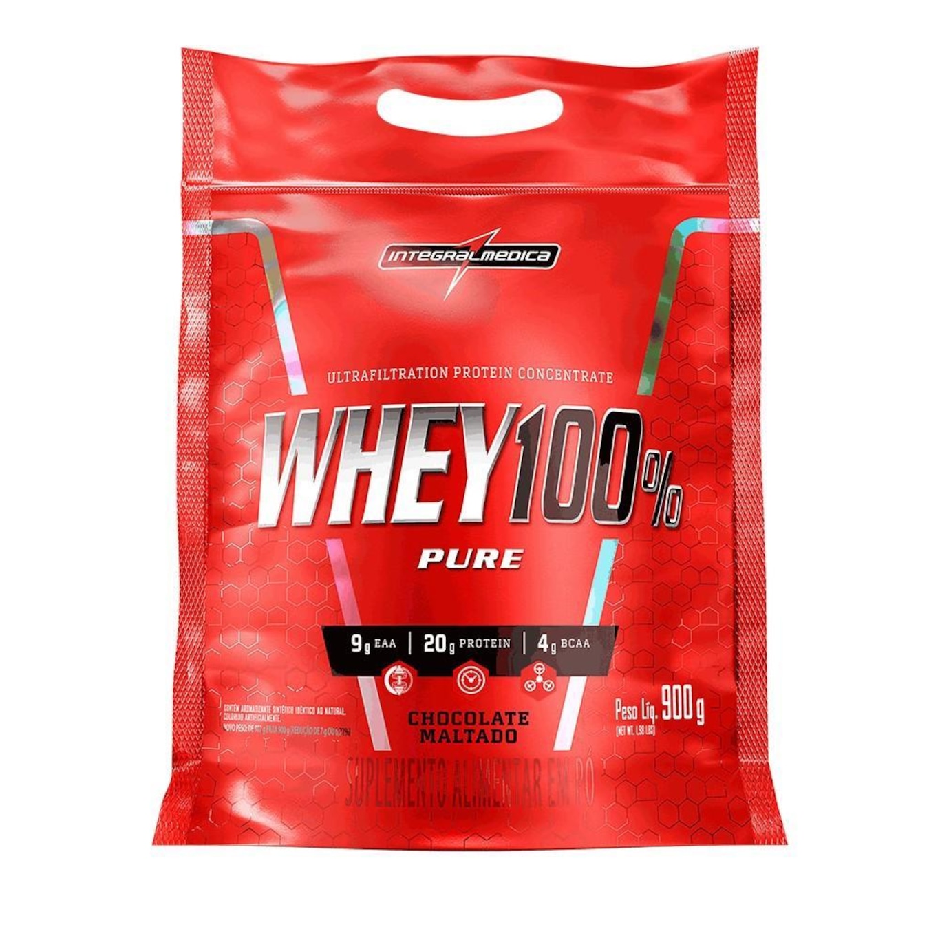 Whey 100% Pure Integralmédica Pouch - Chocolate - 907G - Foto 1