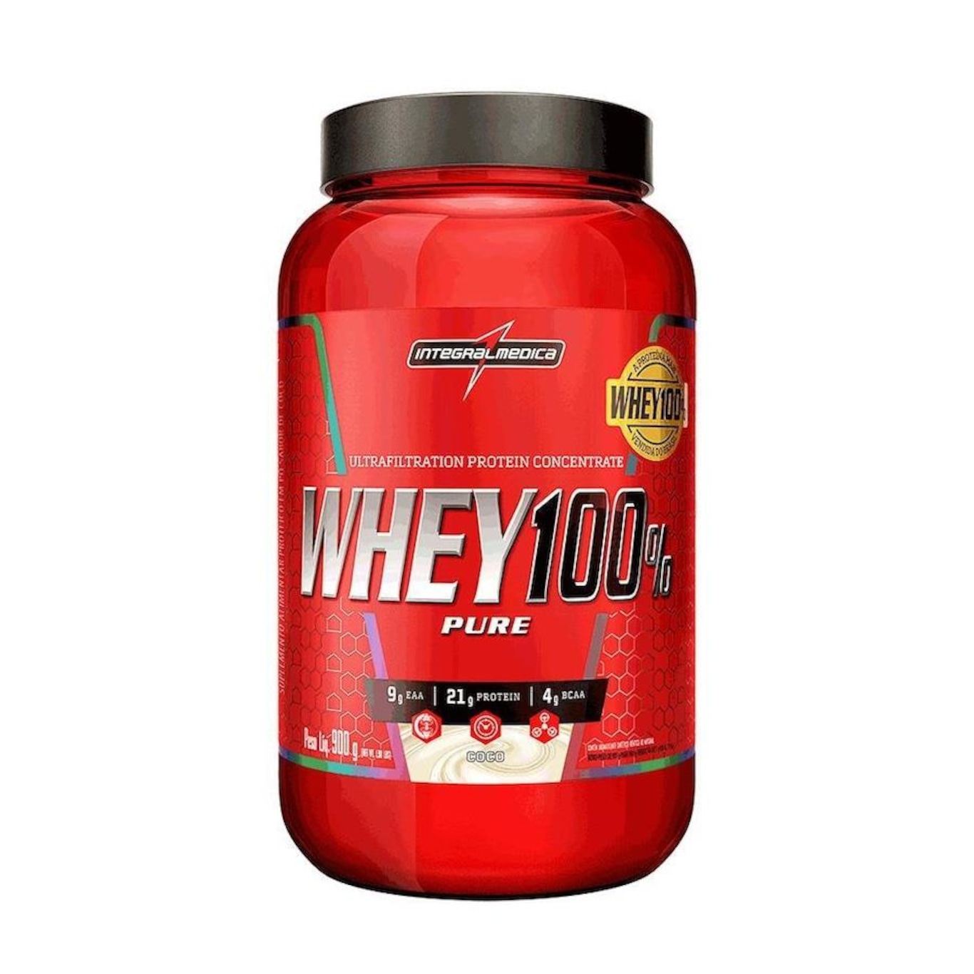 Whey 100% Pure Integralmédica - Morango - 900g - Foto 1