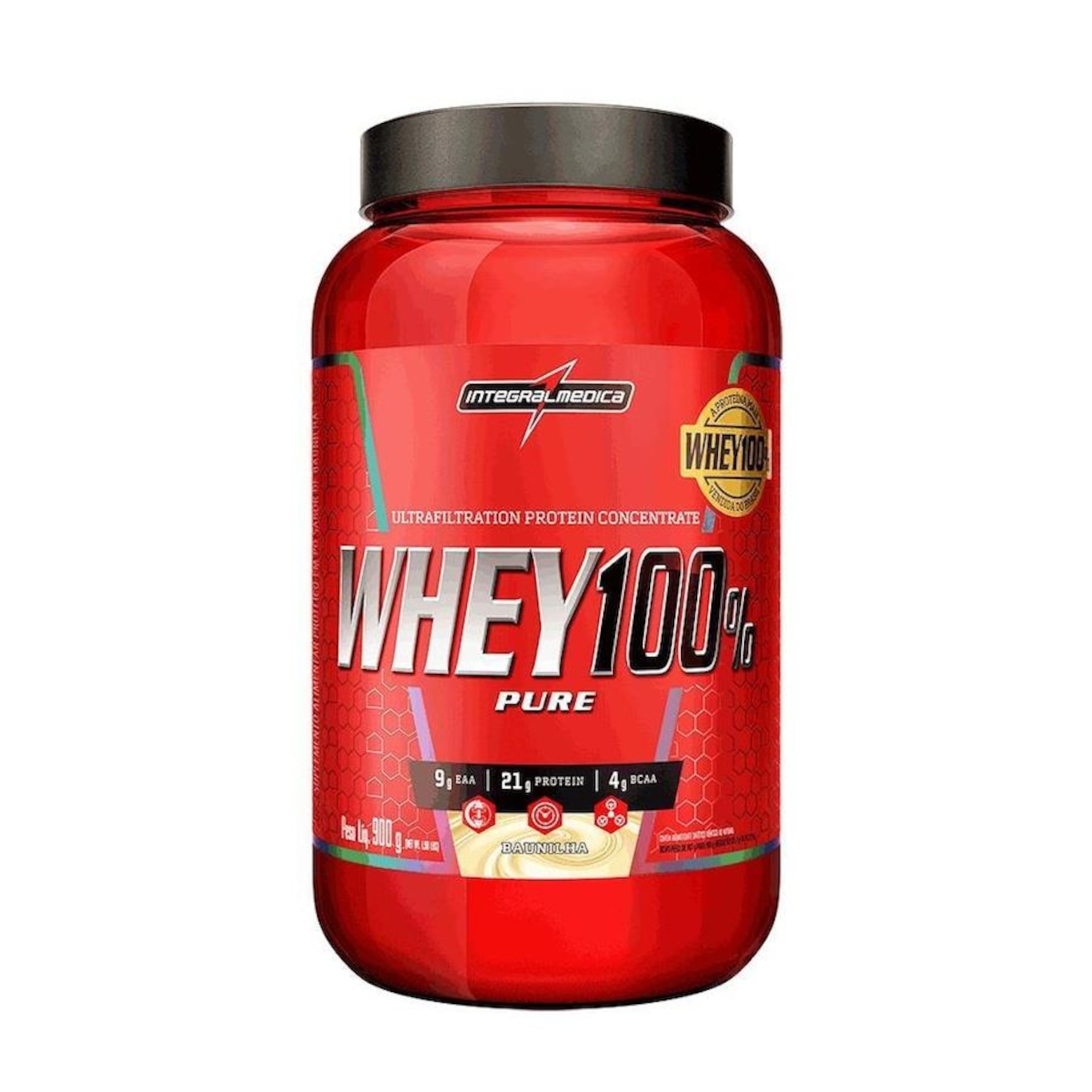 Whey 100% Pure Integralmédica - Morango - 900g - Foto 1