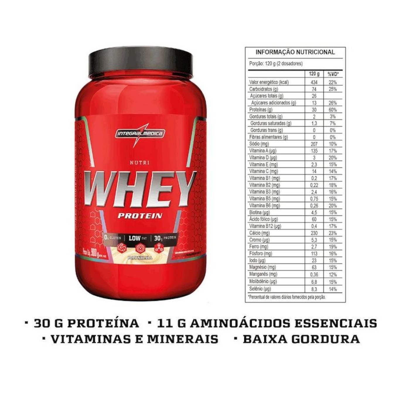 Whey 100% Pure Integralmédica - Morango - 900g - Foto 2