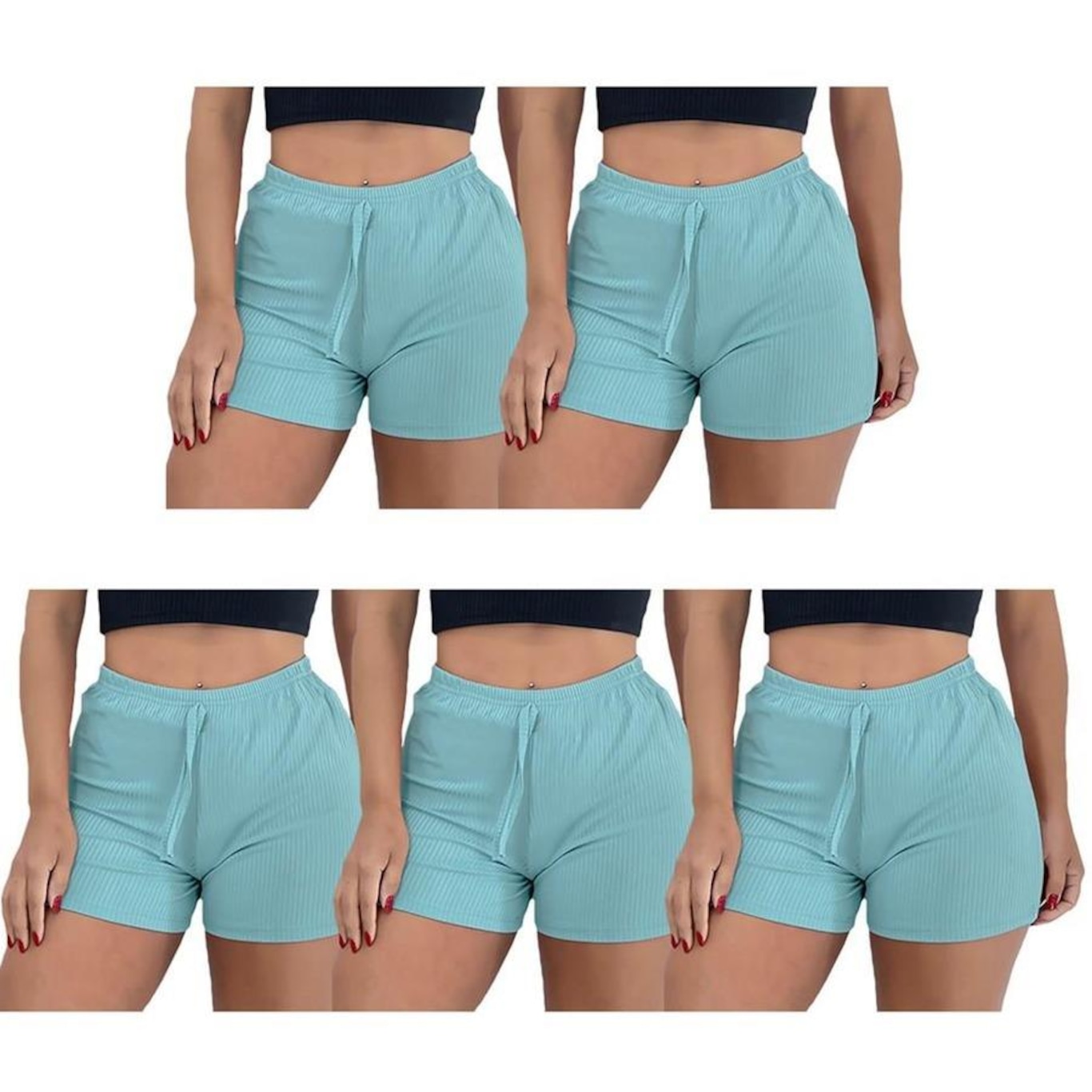 Kit Shorts PMC Canelado - 5 unidades - Feminino - Foto 3