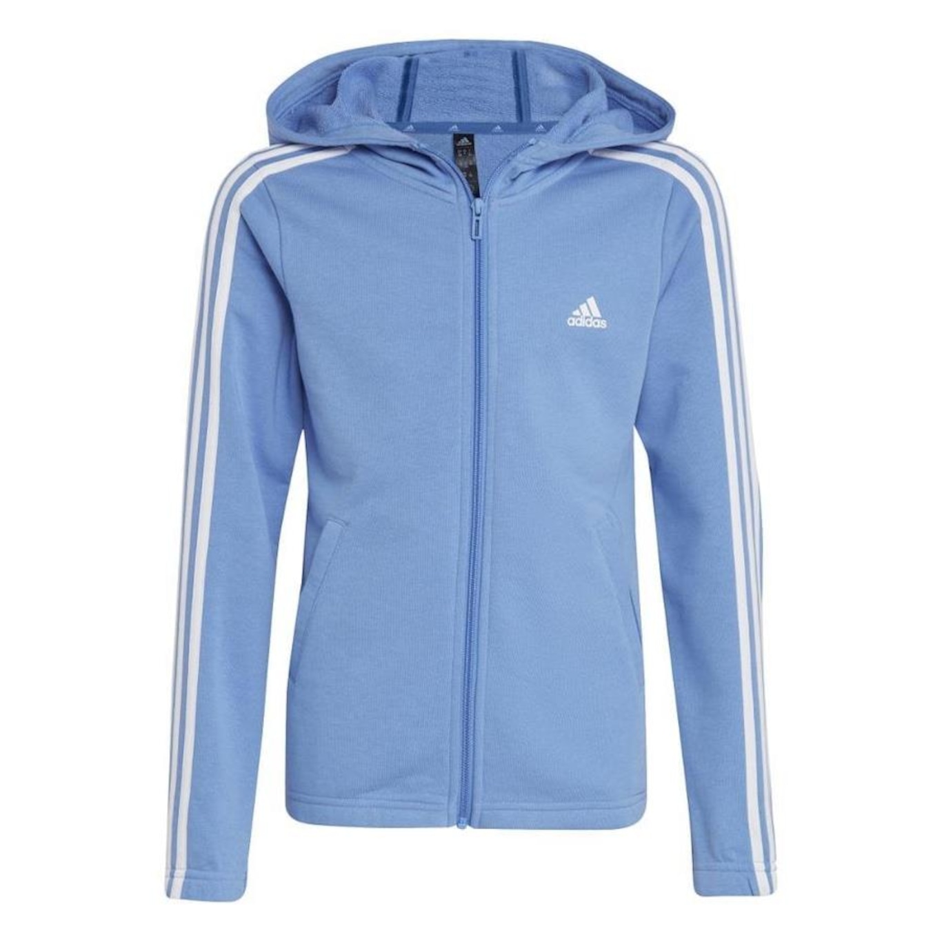 Jaqueta de Moletom com Capuz adidas Essentials 3-Stripes - Infantil - Foto 1