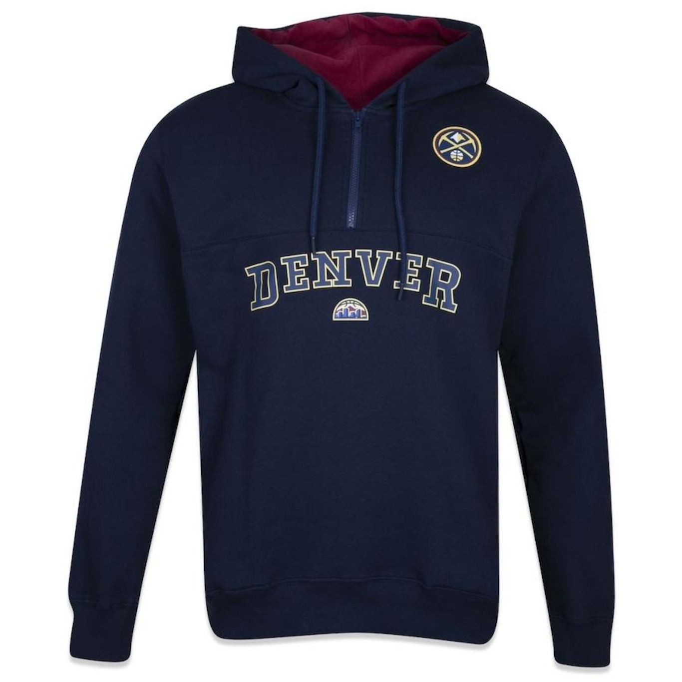 Blusão de Moletom com Capuz New Era Canguru Fechado NBA Denver Nuggets Back To School Masculino - Foto 1