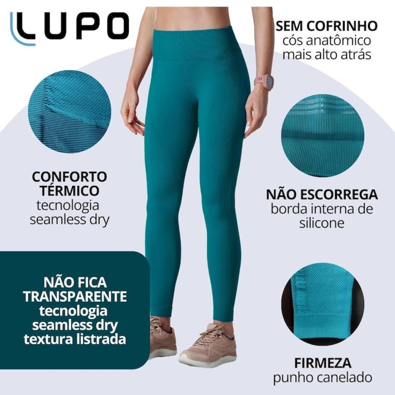 Calça Legging Academia alta compressão Lupo Sport