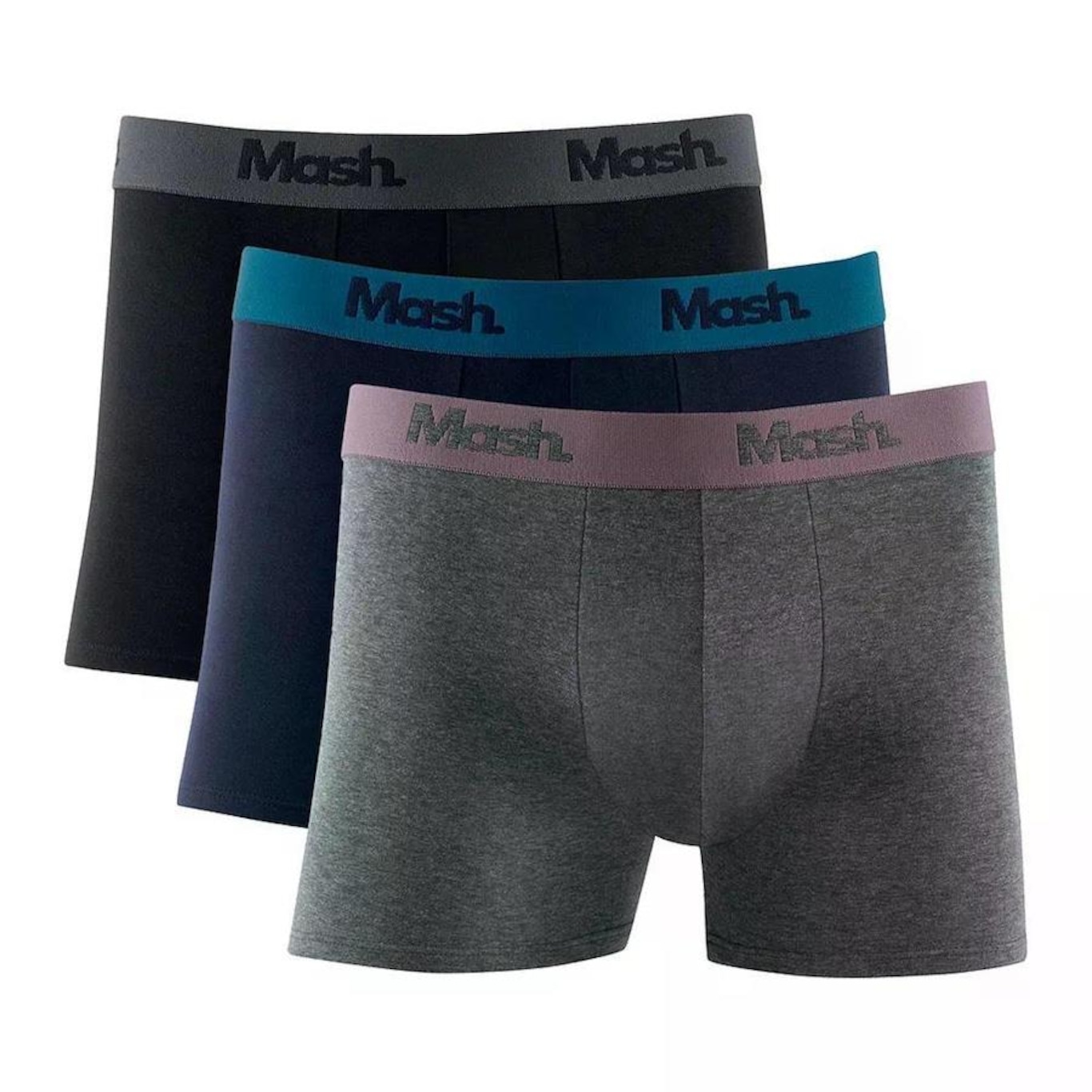 Kit de Cuecas Boxer Mash Cotton - 3 Undiades - Adulto - Foto 1